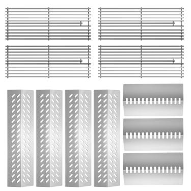 Imagem de 4 peças de aço inoxidável 16631 barra de sabor domador de chamas e 3 peças 16520 escudo de placa de calor com 4 peças de grelhas de cozinha 16517 para peças de substituição Bull Grill, serve para