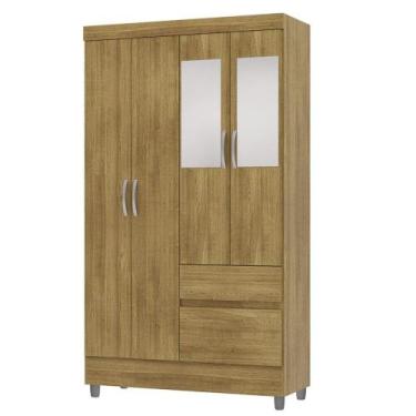 Imagem de Guarda Roupa Solteiro 102cm Com Espelho Ideal Nature - Vila Rica, Natu