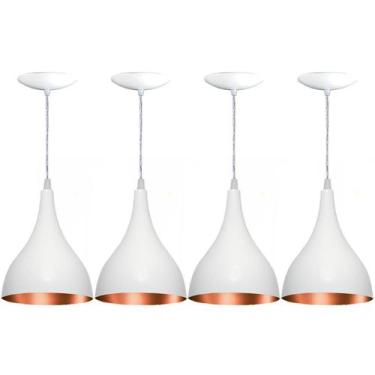 Imagem de Kit 04 Pendentes Gota Em Alumínio - Branca E Cobre - Estillo & luz