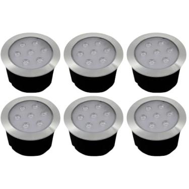 Imagem de Kit 6x Balizador Blindado Piso Solo Externo Led Embutir 7w 3000K Bivolt