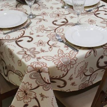 Imagem de Toalha de Mesa Retangular 6 Lugares Linhão Estampado 2,20m X 1,40m Sala/Jantar(Girassol Marrom)