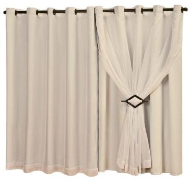 Imagem de Cortina Corta Luz Em Tecido Blackout Com Voil 4m L X 2,20m A Com Ilhós