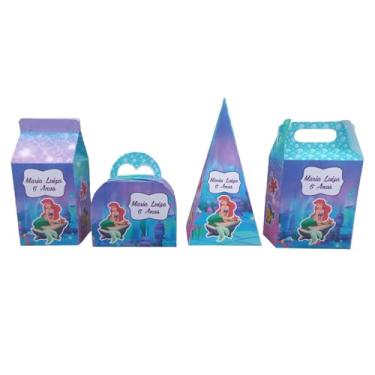 Imagem de Kit 32 Caixinhas Surpresa Personalizadas A Pequena Sereia Lembrancinhas De Festa Aniversário