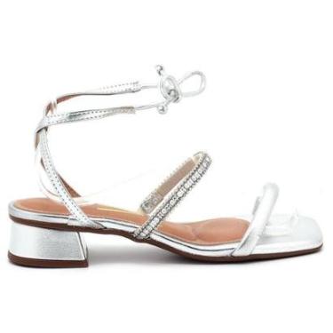 Imagem de Sandália Vizzano Salto Baixo Metalizado Amarração Feminino 6454225-Feminino