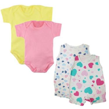 Imagem de Kit Verão Roupa de Bebê 4 Peças Body Curto e Macacão Regata - Koala Ba