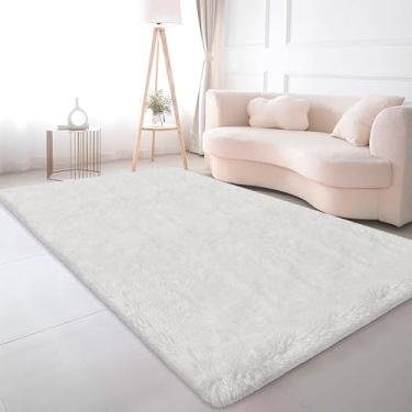 Imagem de TENNOLA Tapetes macios brancos e macios para sala de estar, 12 x 20 cm, tapete branco felpudo para quarto, fofo, felpudo, para quarto de crianças, quarto de meninas, berçário, sala de jogos