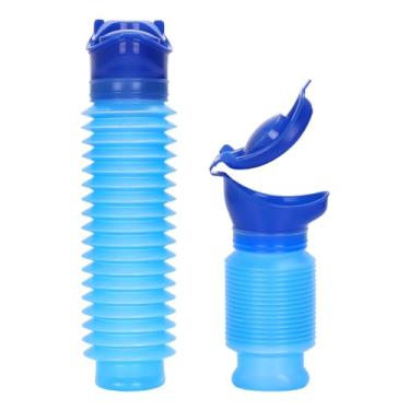 Imagem de OUTFANDIA 2 unidades de mictório de emergência 750 ml, mini portátil para acampamento ao ar livre, viagem, encolhível, móvel, vaso sanitário, urinol para crianças e adultos
