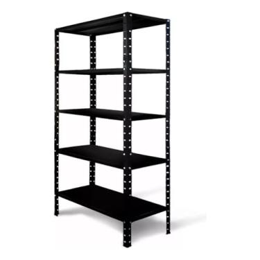 Imagem de Estante Prateleira Industrial em Aço Multiuso 5 Bandejas P/Escritório, Loja, Fábrica ou Casa(Preto)