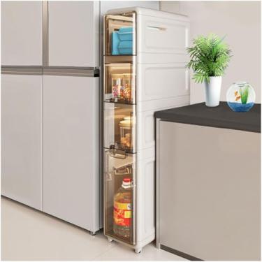 Imagem de Huazzzyi Armário de armazenamento estreito de banheiro de 4 camadas com gavetas, branco, móvel, fino, para banheiro, papel higiênico, armazenamento para banheiros pequenos (92 cm A × 19 cm C × 38 cm L