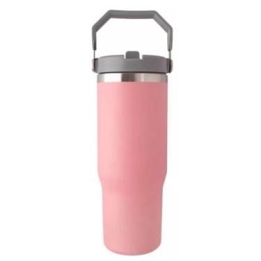 Imagem de Garrafinha De Agua Escolar Infantil Com Canudo 900ml INOX - bottle, RO