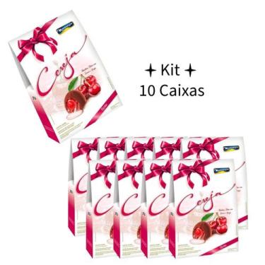 Imagem de Kit 10 Caixas Cereja - Bombons C/ Licor e Cereja 195g - MONTEVÉRGINE