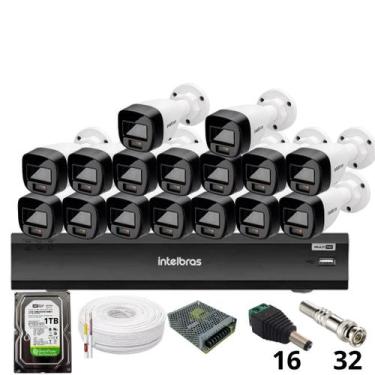 Imagem de Kit 16 Câmeras Intelbras 1220b Full Color Dvr Intelbras Imhdx 3132 Int