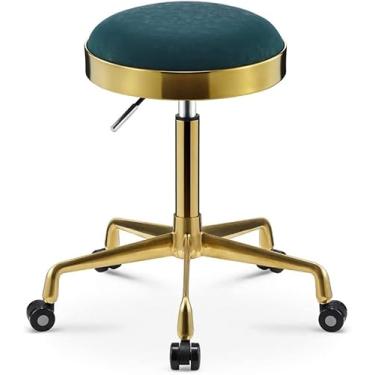 Imagem de Tamborete De Cabeleireiro De Aço Inoxidável, Banquinho Elevável Tamborete Giratório Salão De Cabeleireiro Dourado Loja De Maquiagem Tamborete De Roda Manicure Loja Banqueta Re, Green