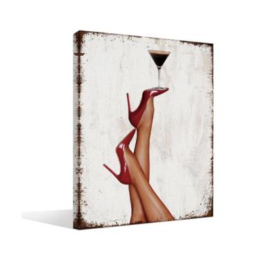 Imagem de OXW Arte de parede vintage Martini, decoração de carrinho de bar retrô, pôsteres estéticos divertidos para quarto de meninas adolescentes, dormitório universitário, decoração de casa 28 x 35 cm