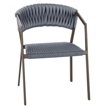 Imagem de Cadeira Atenas Tricô Náutico E Alumínio Varanda Cozinha Marr Prata