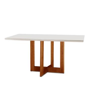 Imagem de Mesa para Sala de Jantar Patros 120cm Madeira com Vidro Moderna Mobília