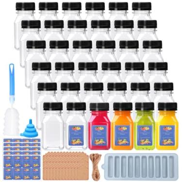 Imagem de Florlove 36 garrafas de suco de 118 ml, garrafas de suco de plástico com tampas, recipientes de bebida vazios transparentes com tampas para suco, smoothie, leite, chá de açafrão de gengibre e outras