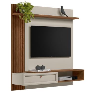 Imagem de Painel Para Tv 55 Polegadas Suspenso Ripado Jully L06 Freijó-off White - Mpozenato