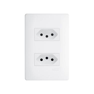 Imagem de Tomada Dupla Fame Habitat 2p+t 10a Com Placa 4x2 Branca