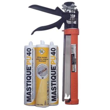 Imagem de Mastique PU 40 Original P/ Junta De Dilatação (kit C/ 3 Tubos + Aplica