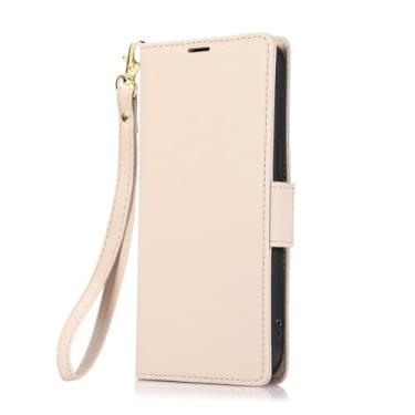 Imagem de LYJSMGZ Capa carteira para iPhone 16E, porta-cartão flip fólio macio TPU Shell pulseira destacável capa de telefone proteção contra quedas, bege, 16E