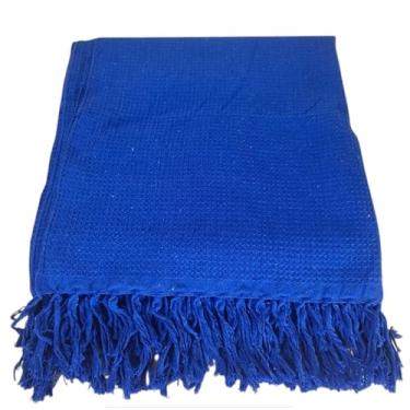 Imagem de Manta Casal Safira Cama Decoração Sofá Tecido em Algodão Cor Azul