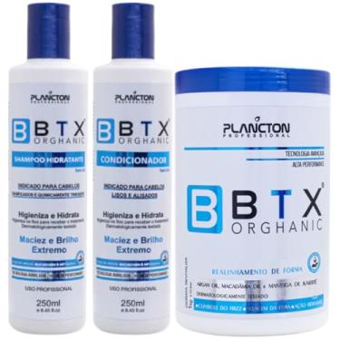 Imagem de Kit Profissional Plancton BTX Orghanic 1kg + Shampoo 250ml, Condicionador 250ml Btx Sem Formol