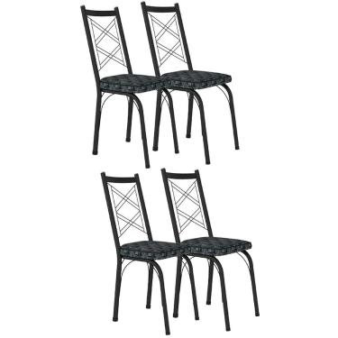 Imagem de Kit 4 Cadeiras Aço Carbono Tubular Metálica Acabamento Fosco D-28 Julia
