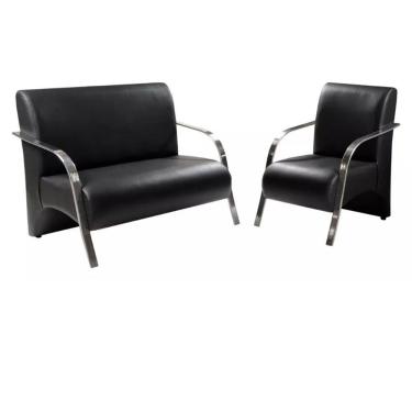 Imagem de Conjunto 2 Poltronas Decorativa Sevilha Braço Metal Courissimo Preto