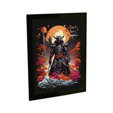 Imagem de Quadro Decorativo Samurai Onda Cidade Ilustração Vetor Decoração Poster Quarto Sala