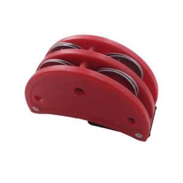 Imagem de Colaxi Pandeiro de pé com sinos de metal, instrumento musical portátil profissional de percussão de pé para concertos de bandolim, banjo e ukulele, Vermelho