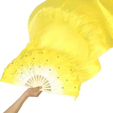 Imagem de Leque Do Ventilador De Seda Véu Para Dança Ventre (Amarelo)