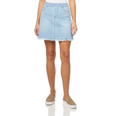 Imagem de SLIM-SATION Saia feminina com 5 bolsos e bainha com franjas torcidas, Jeans claro, 40