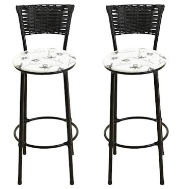 Imagem de CONJUNTO 2 BANQUETAS BANCO ALTO BARZINHO JUNCO VIME (BRANCO FLORIDO)