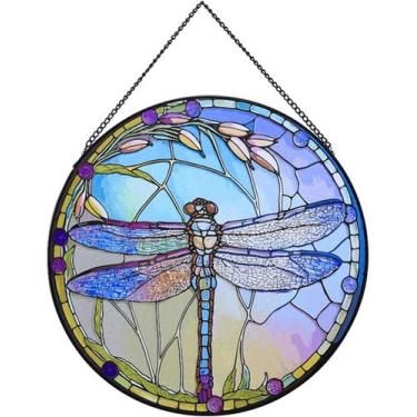 Imagem de Janela de libélula Suncatcher em vitral pendurada em 20 cm - Marca Pró