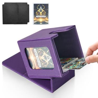 Imagem de Jaffzora Card Deck Box for MTG Commander, Magnetic Card Display Case,TCG Card Storage Box, Holds 100 Double-Sleeved Cards,Purple