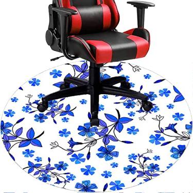 Imagem de Tapete de cadeira de escritório com flores, textura de flor, tapete de cadeira de mesa para piso de madeira de escritório em casa, protetor de piso de pilha baixa, redondo 78,7 cm