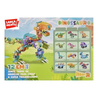 Imagem de Blocos de Montar Dinossauros, Kit 12 em 1, 405 Peças, Brinquedo Educativo.