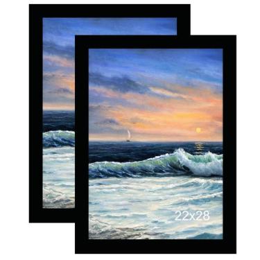 Imagem de Porta-retratos LUCKYLIFE 22x28cm em MDF preto, pacote com 2