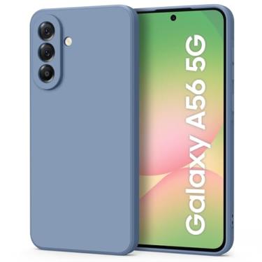 Imagem de AK Capa para Samsung Galaxy A56 5G, capa protetora completa de silicone líquido elegante para Samsung Galaxy A56 5G (azul cinza)