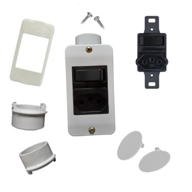 Imagem de Interruptor Com Tomada Preta Conjunto Condulete Sobrepor 4/2 (Branco)