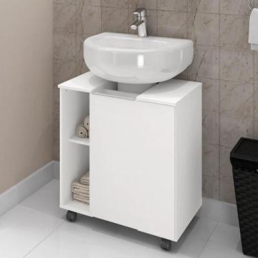 Imagem de Armário de Banheiro Kodiak 1 Porta 6 Prateleiras Branco - Pnr Móveis, 