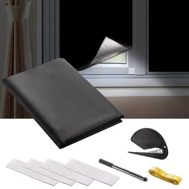 Imagem de Capa de janela blackout para quarto, persianas DIY portáteis, persianas 100% blackout para quarto de berçário, dormitório, película de privacidade sem broca, bloco de luz e UV para casa, trailer