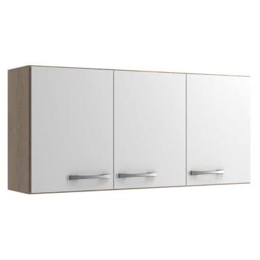 Imagem de Armário Multiuso Aéreo 3 Portas Essencial Castanho/Branco