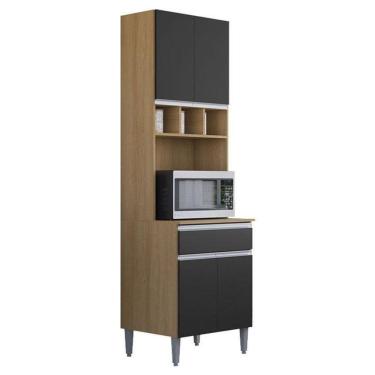 Imagem de Armário Paneleiro Duplo Andréia Amendoa Preto - Ajl