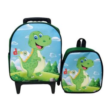Imagem de Kit Mochila Escolar Dinossauro Baby Verde Menino - DB