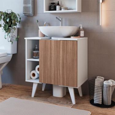 Imagem de Gabinete de Banheiro de Coluna Slim 1 PT Branco e Montana