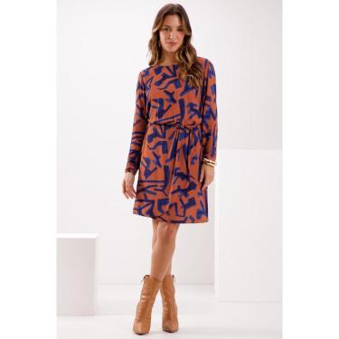 Imagem de Vestido Curto Lunender Manga Longa Azul Tam. G-Feminino