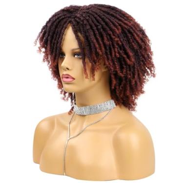 Imagem de Ymiko Perucas Curtas de Dreadlock para Mulheres Negras Afro Bob, Peruca Sintética Com Rede de Cabelo Respirável, Tampa de Cabelo Ajustável, de Torcer (Marrom)
