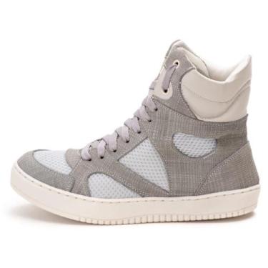 Imagem de Tênis Sneaker Cano Alto em Couro Academia Bawmi, Off white, 36